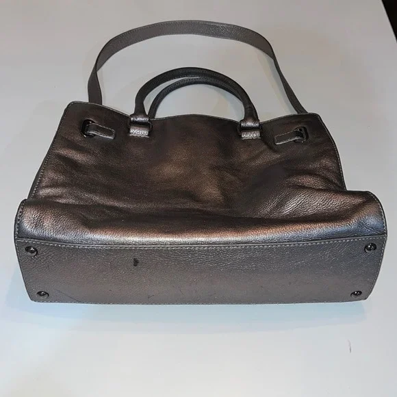 Michael Kors Leather Hamilton Jewel Tote Gunmetal Metallic Shoulder Bag Purse - Picture 3 of 11